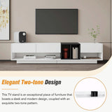 Stylish TV Stand with Storage, Two-Tone Media Console for up to 80'' TVs