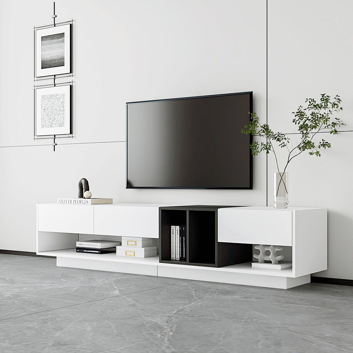 Stylish TV Stand with Storage, Two-Tone Media Console for up to 80'' TVs
