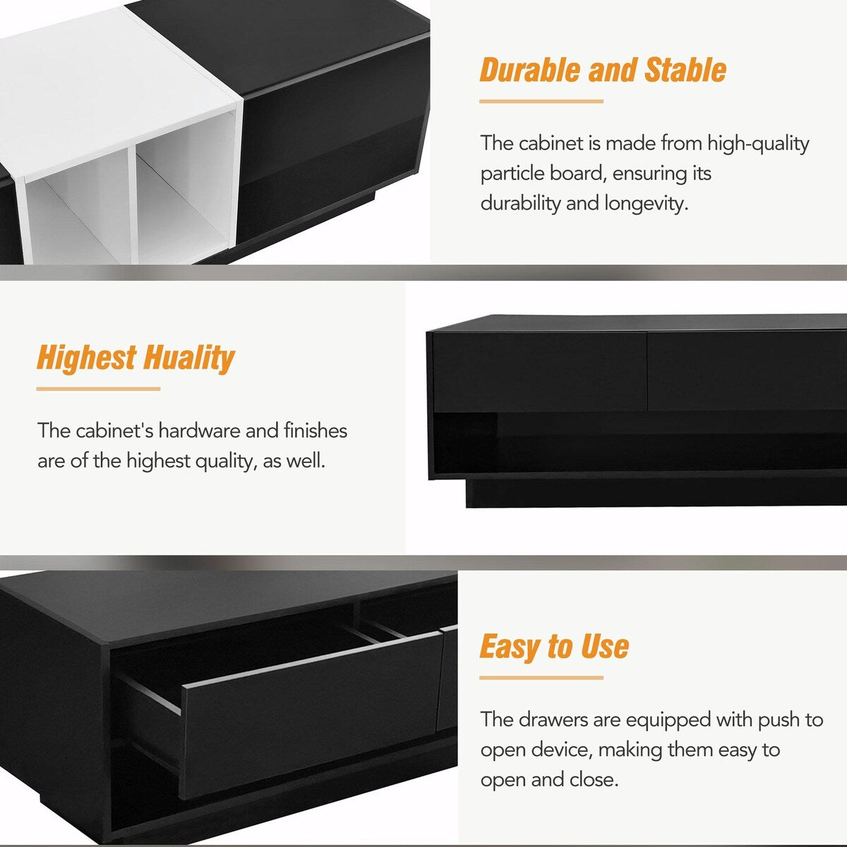 Stylish TV Stand with Storage, Two-Tone Media Console for up to 80'' TVs