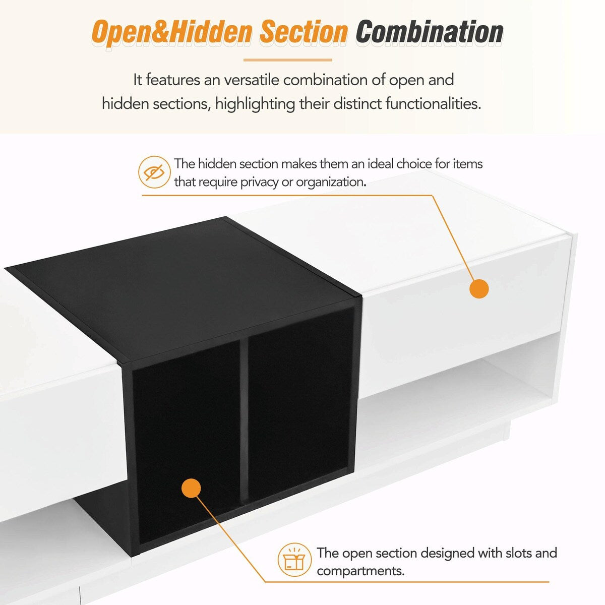 Stylish TV Stand with Storage, Two-Tone Media Console for up to 80'' TVs