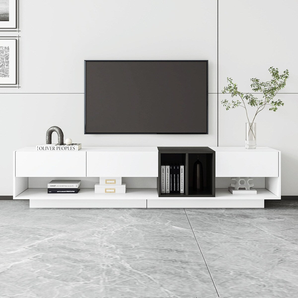 Stylish TV Stand with Storage, Two-Tone Media Console for up to 80'' TVs