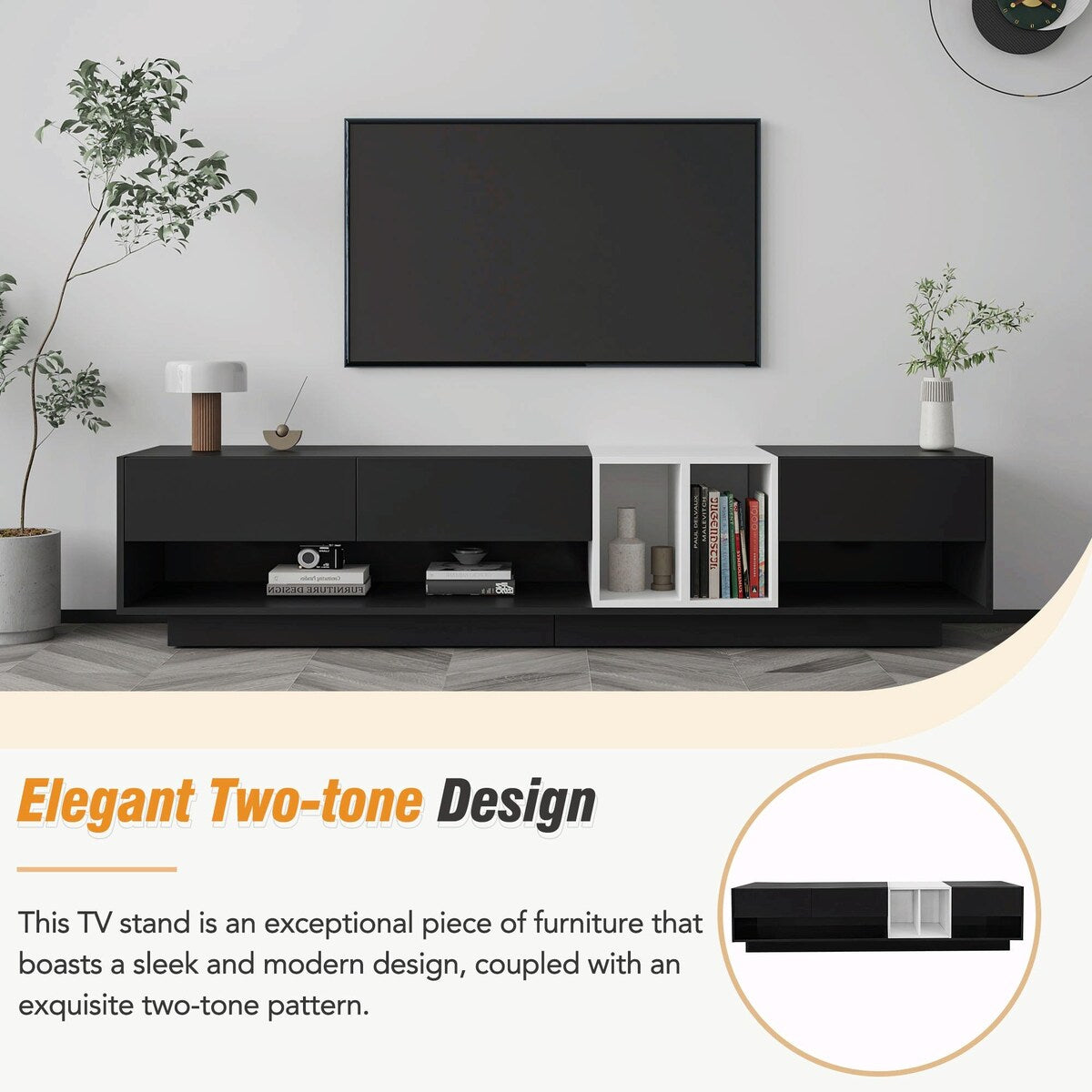 Stylish TV Stand with Storage, Two-Tone Media Console for up to 80'' TVs