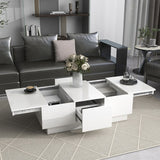 Stylish multi-functional coffee table, 2 large hidden lockers, retractable cocktail table