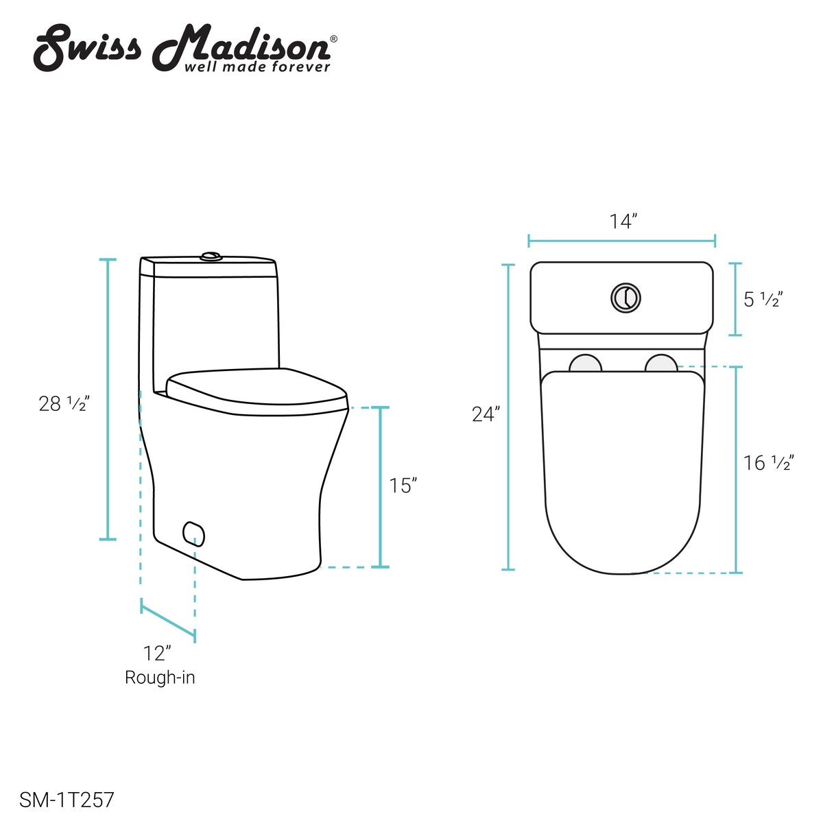 Sublime II Compact 24" Length One Piece Toilet Dual Flush 0.8/1.28 GPF
