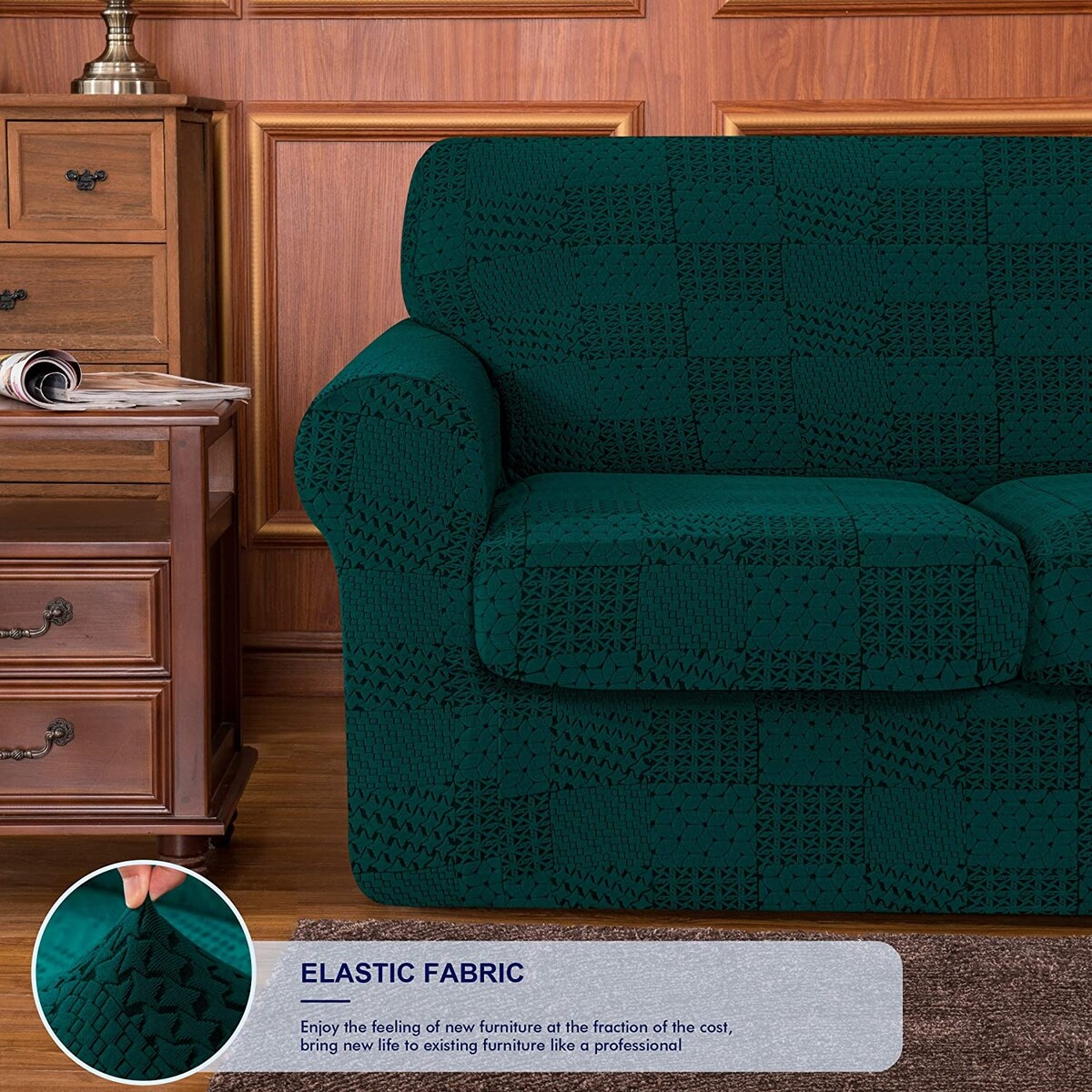 Subrtex Sofa Cover Stretch Slipcover with 2 Separate Cushion Covers