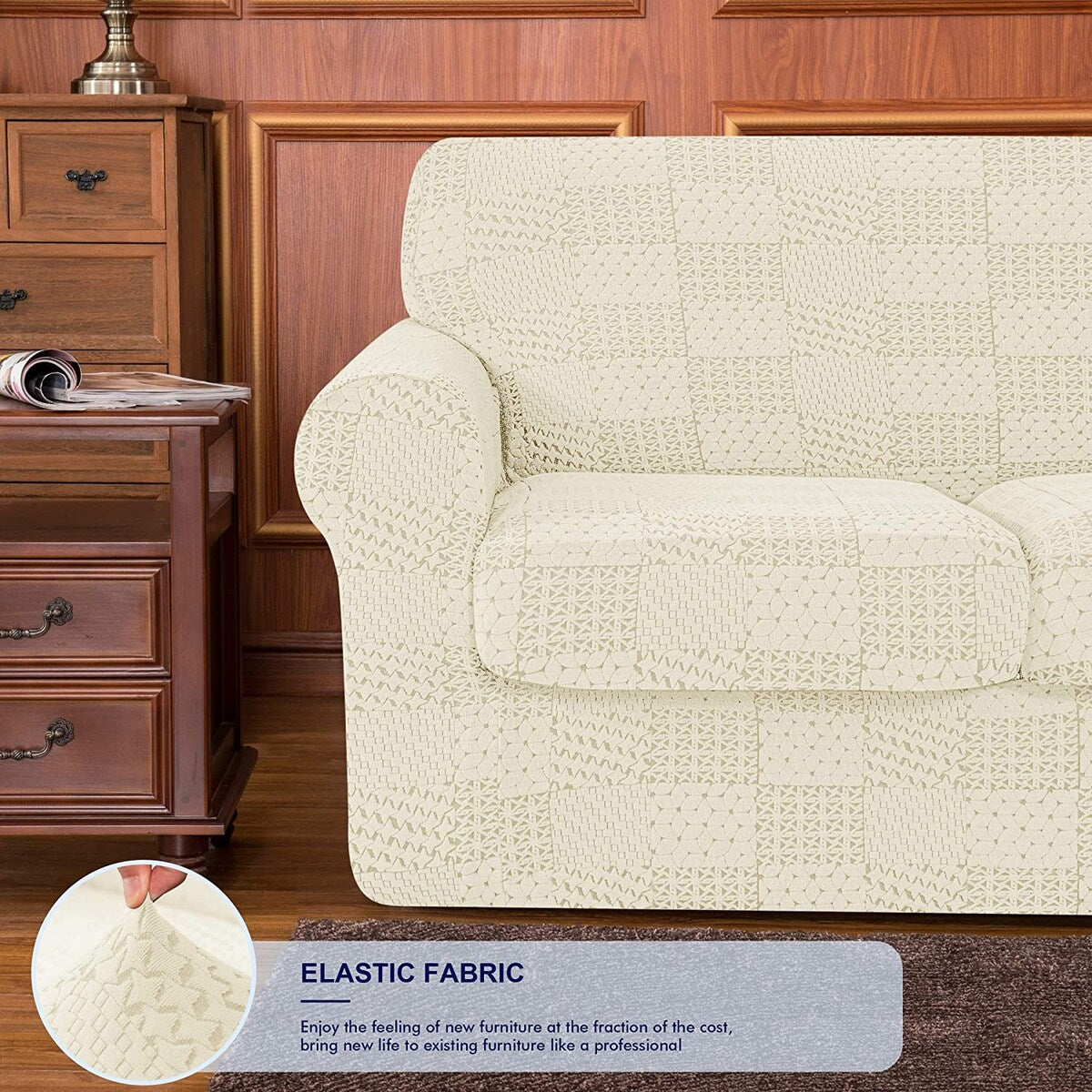Subrtex Sofa Cover Stretch Slipcover with 2 Separate Cushion Covers