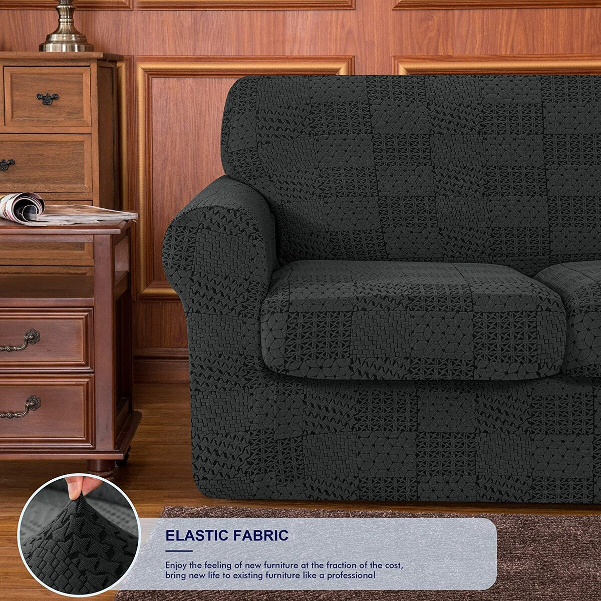 Subrtex Sofa Cover Stretch Slipcover with 2 Separate Cushion Covers