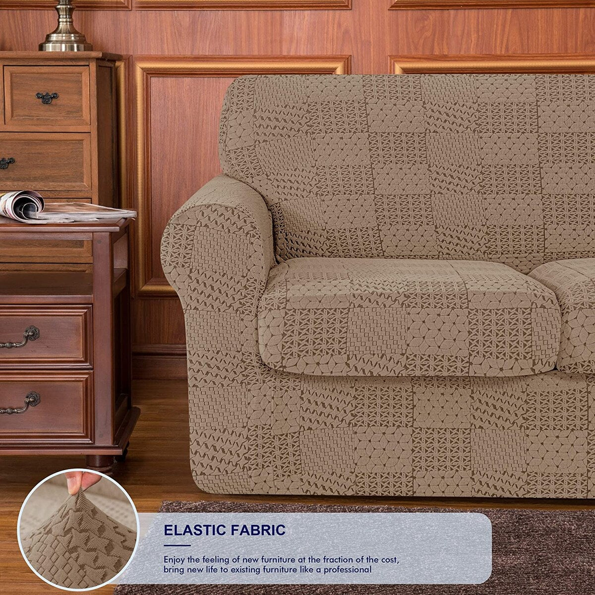 Subrtex Sofa Cover Stretch Slipcover with 2 Separate Cushion Covers