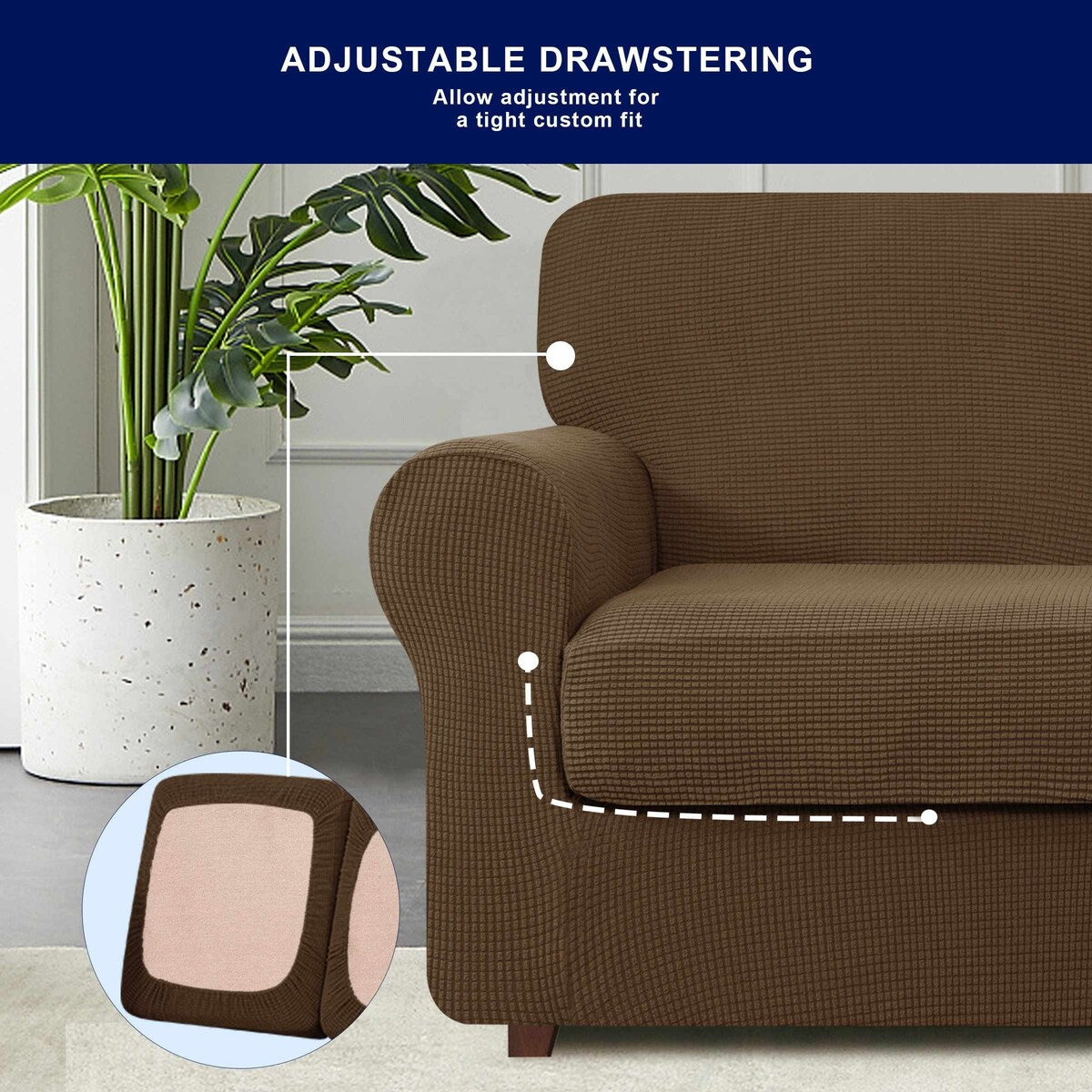 Subrtex 9-Piece Stretch Sofa Slipcover Sets with 4 Backrest Cushion Covers and 4 Seat Cushion Covers