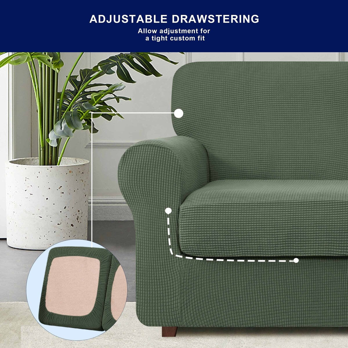 Subrtex 9-Piece Stretch Sofa Slipcover Sets with 4 Backrest Cushion Covers and 4 Seat Cushion Covers