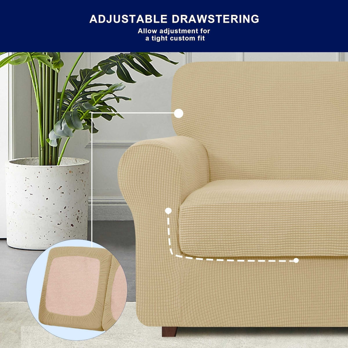 Subrtex 9-Piece Stretch Sofa Slipcover Sets with 4 Backrest Cushion Covers and 4 Seat Cushion Covers