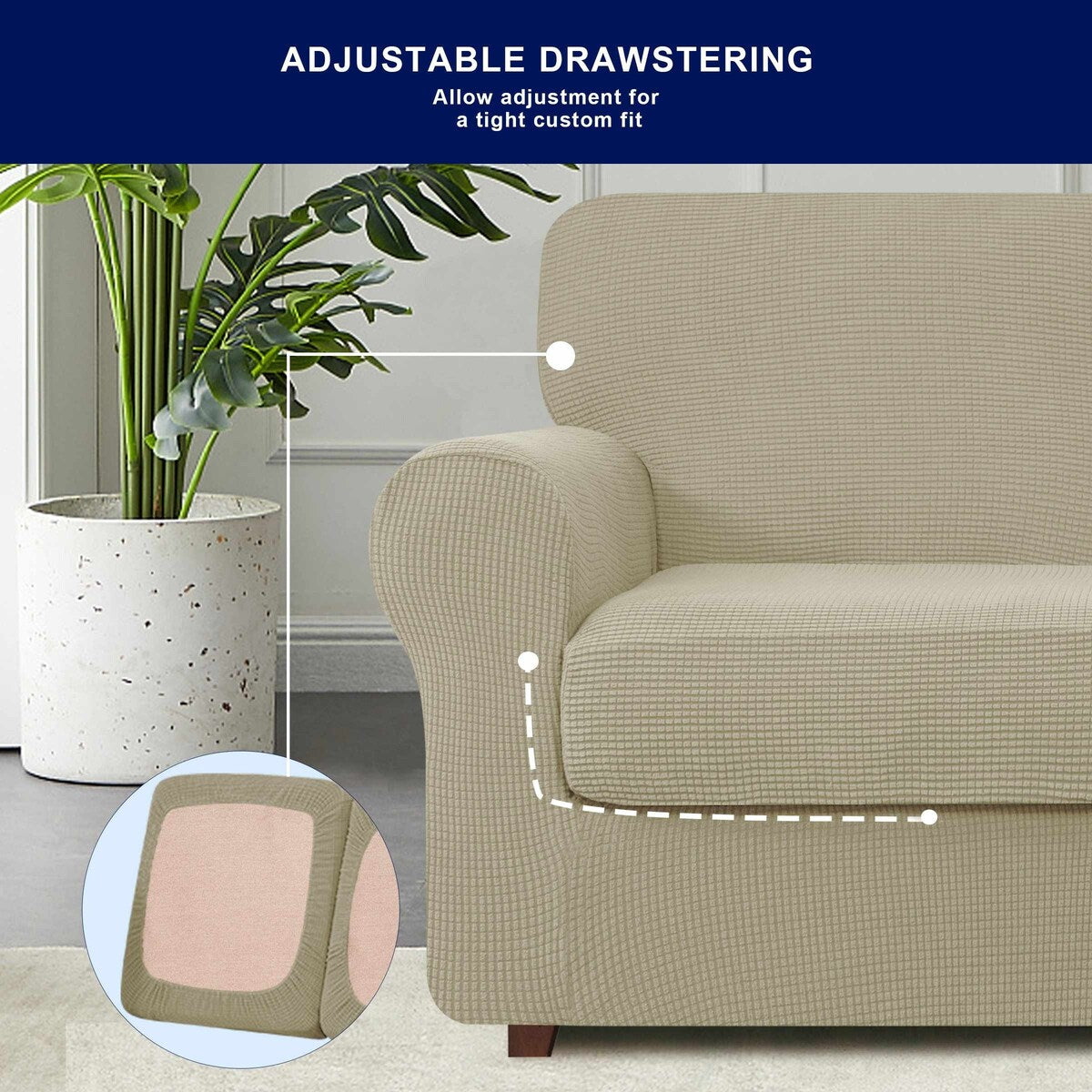 Subrtex 9-Piece Stretch Sofa Slipcover Sets with 4 Backrest Cushion Covers and 4 Seat Cushion Covers