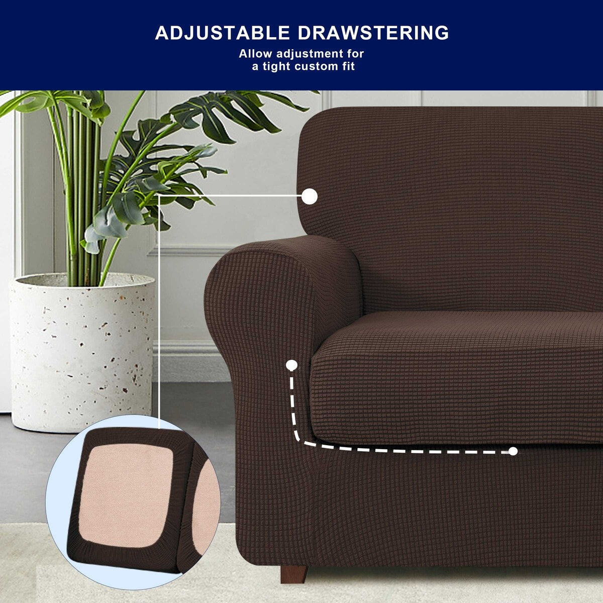 Subrtex 9-Piece Stretch Sofa Slipcover Sets with 4 Backrest Cushion Covers and 4 Seat Cushion Covers