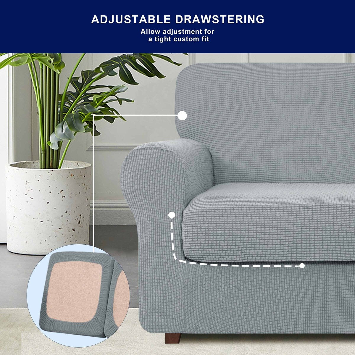 Subrtex 9-Piece Stretch XL Sofa Slipcover Sets with 4 Backrest Cushion Covers and 4 Seat Cushion Covers