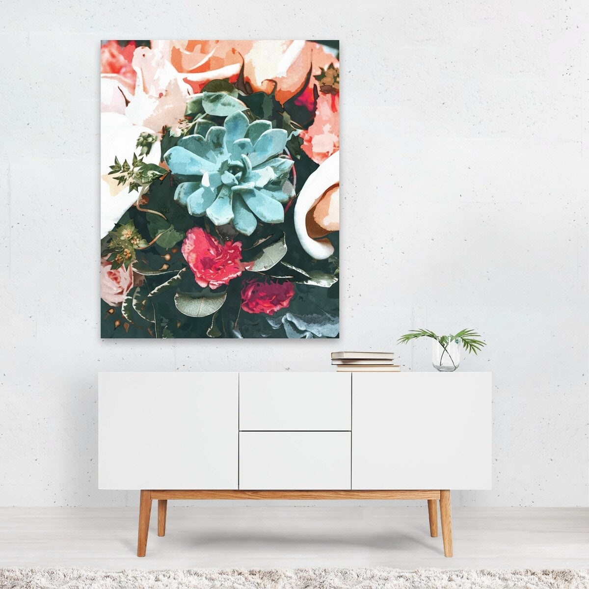 Succulent Floral Painting Boho Botanical Botany Rose Art Print/Poster