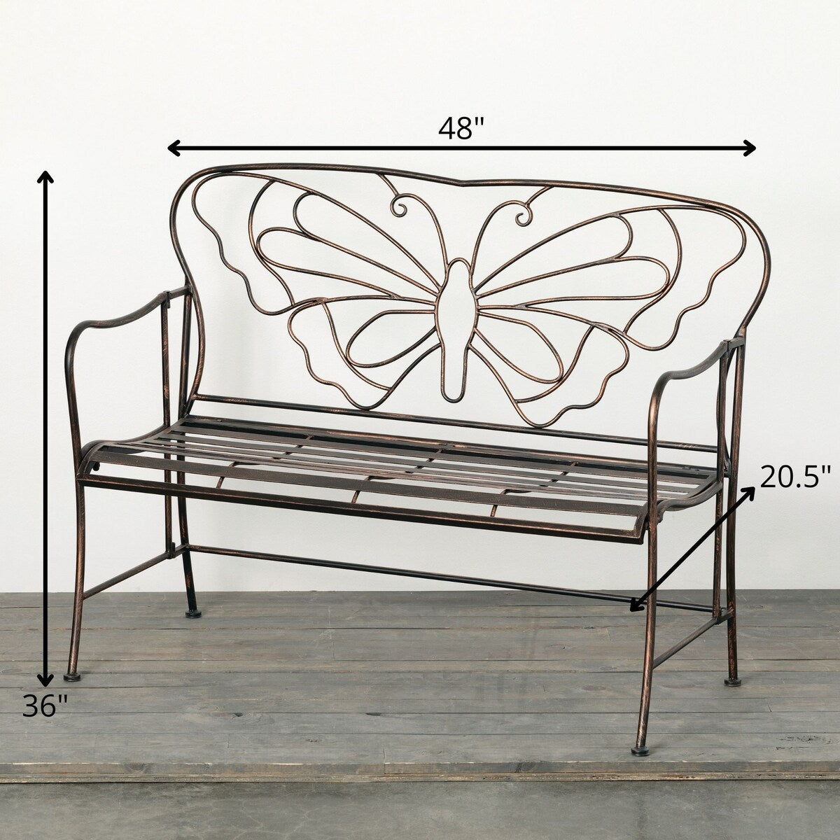 Sullivans 36" x 48" Copper Butterfly Garden Bench, Metal