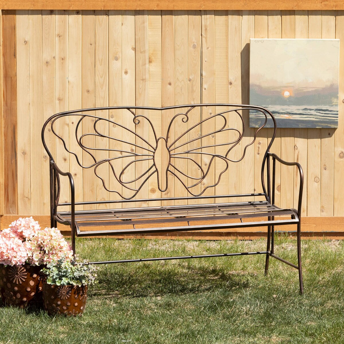 Sullivans 36" x 48" Copper Butterfly Garden Bench, Metal