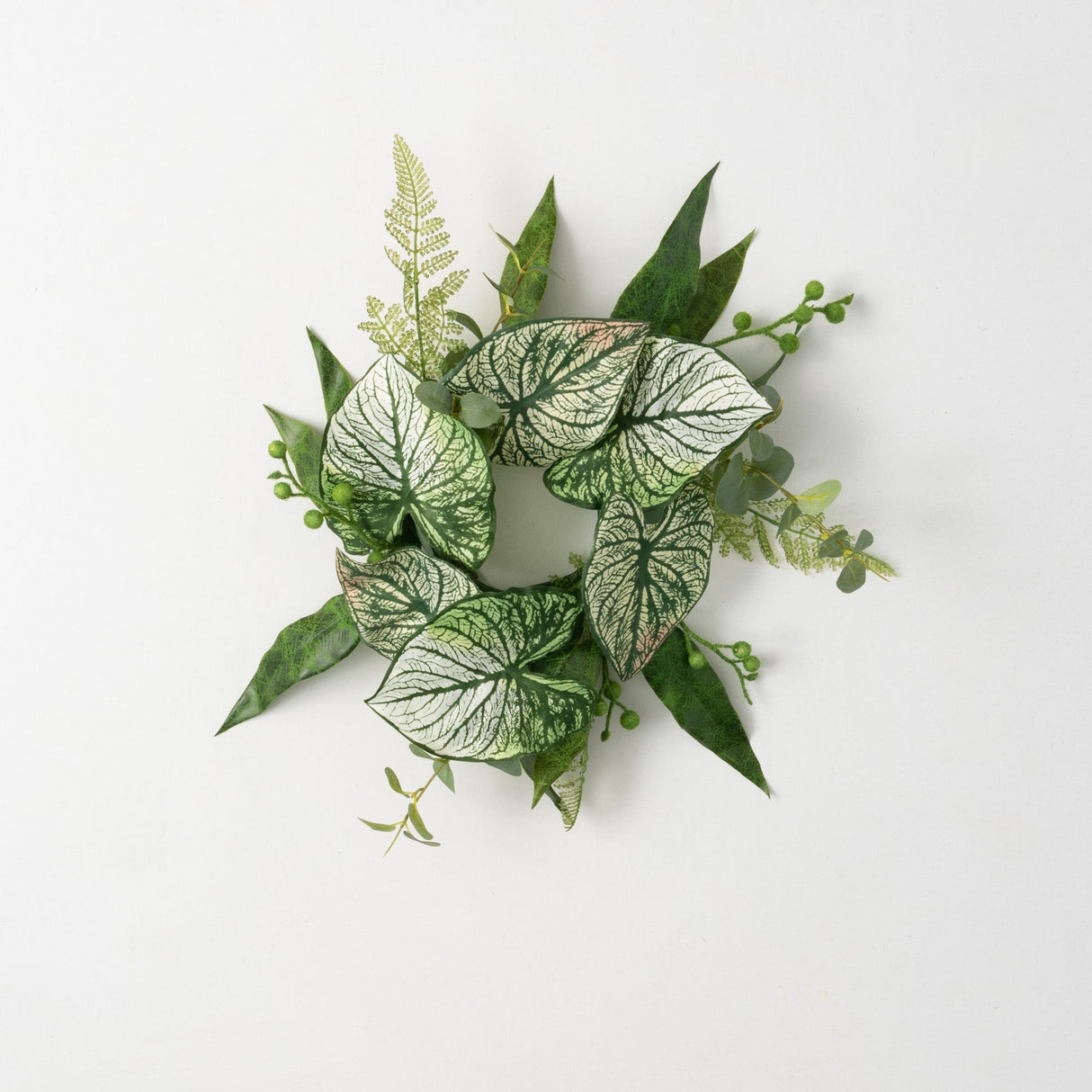 Sullivans Artificial Caladium Eucalyptus Wreath; Green