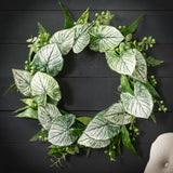 Sullivans Artificial Caladium Eucalyptus Wreath; Green
