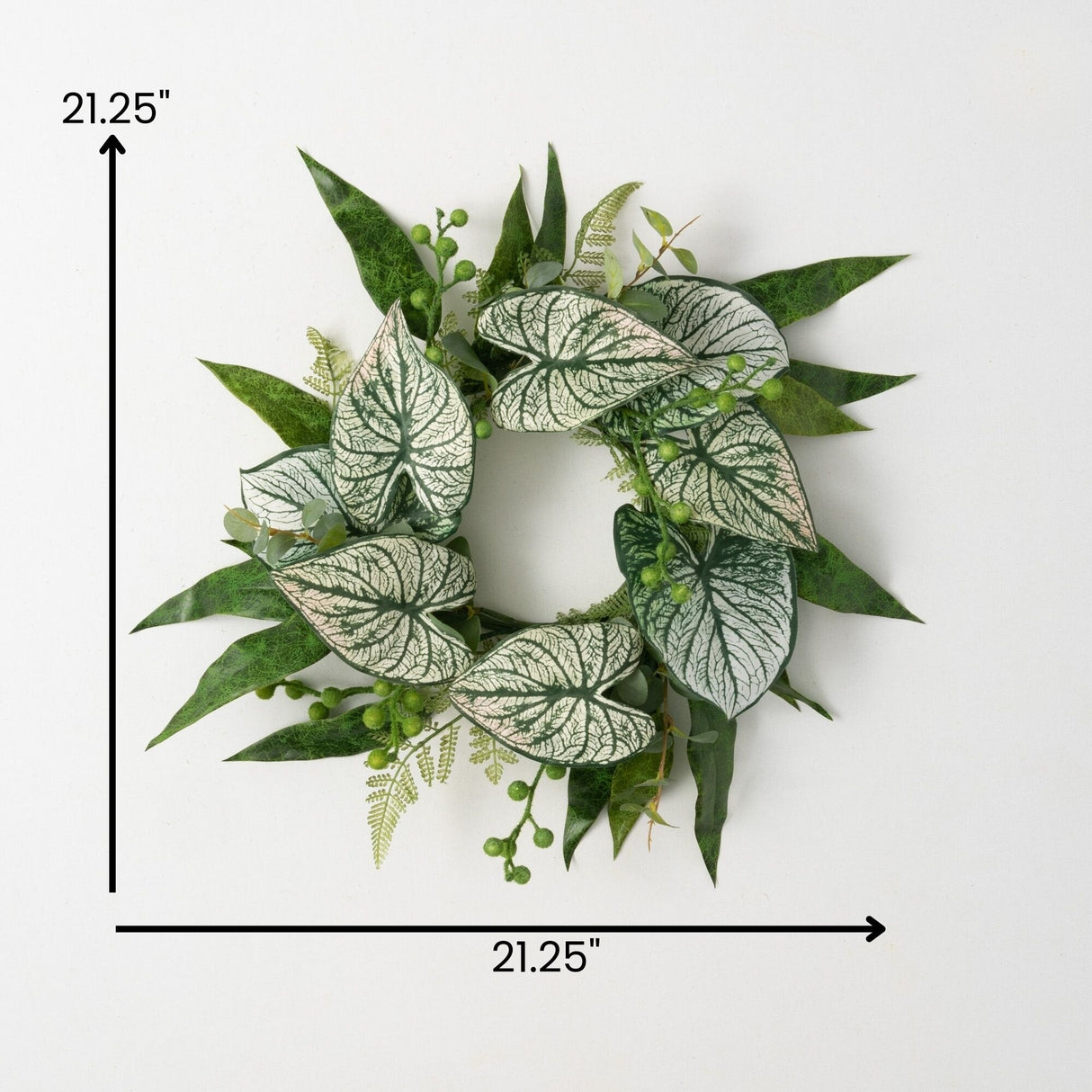 Sullivans Artificial Caladium Eucalyptus Wreath; Green