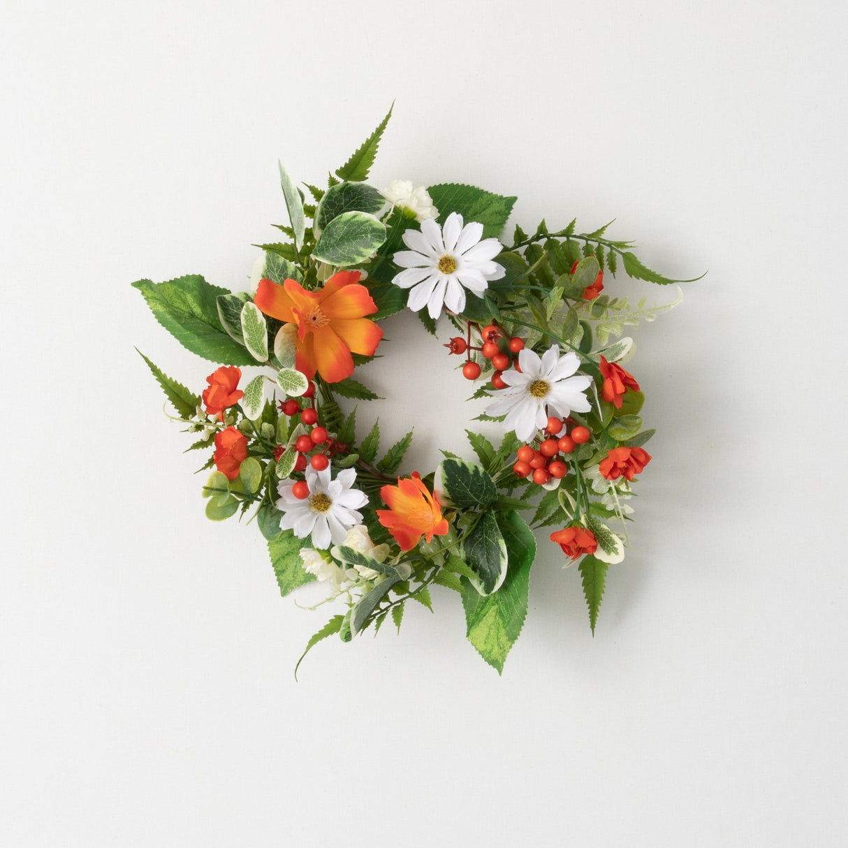 Sullivans Artificial Tangerine and Cream Floral Wreath