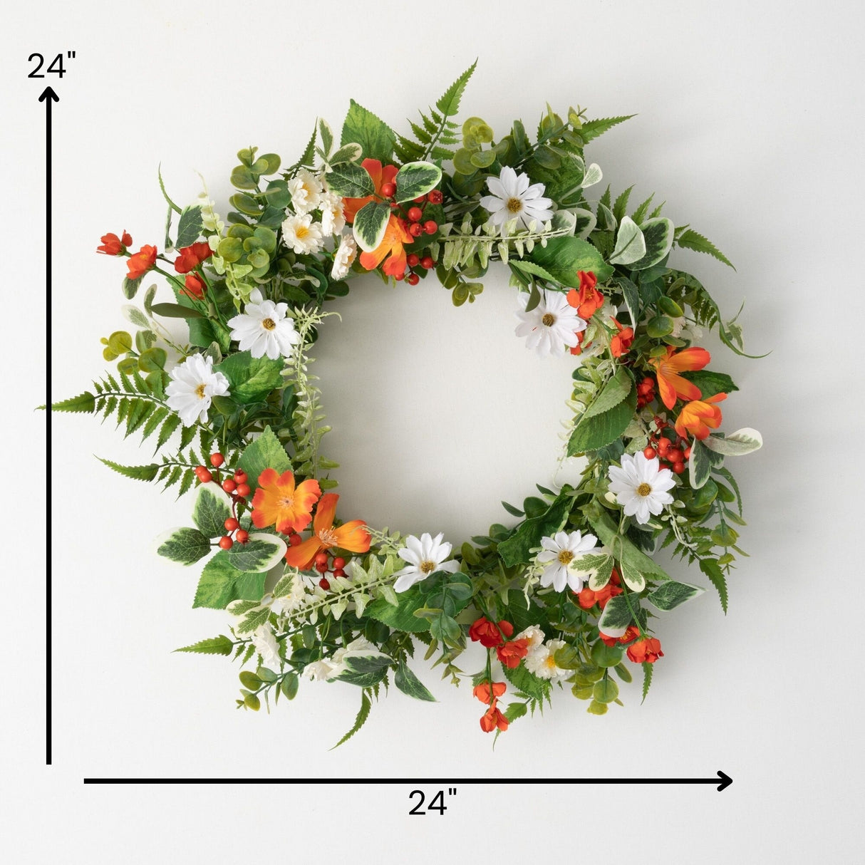 Sullivans Artificial Tangerine and Cream Floral Wreath