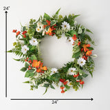 Sullivans Artificial Tangerine and Cream Floral Wreath