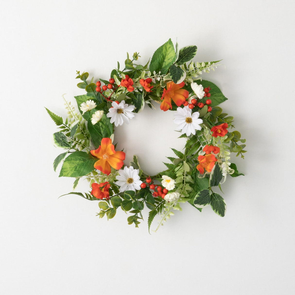 Sullivans Artificial Tangerine and Cream Floral Wreath