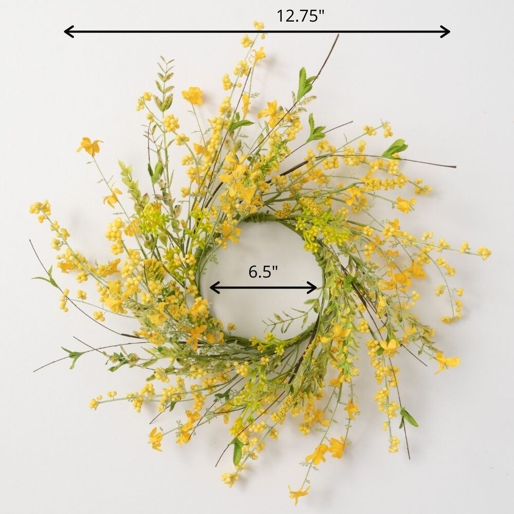 Sullivans Artificial Yellow Wispy Wreath 12.75"W Green