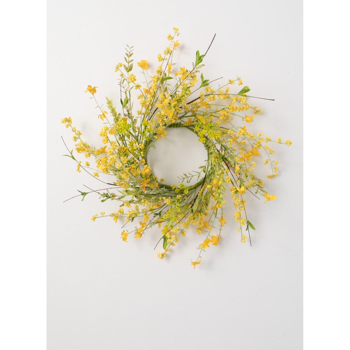 Sullivans Artificial Yellow Wispy Wreath 12.75"W Green