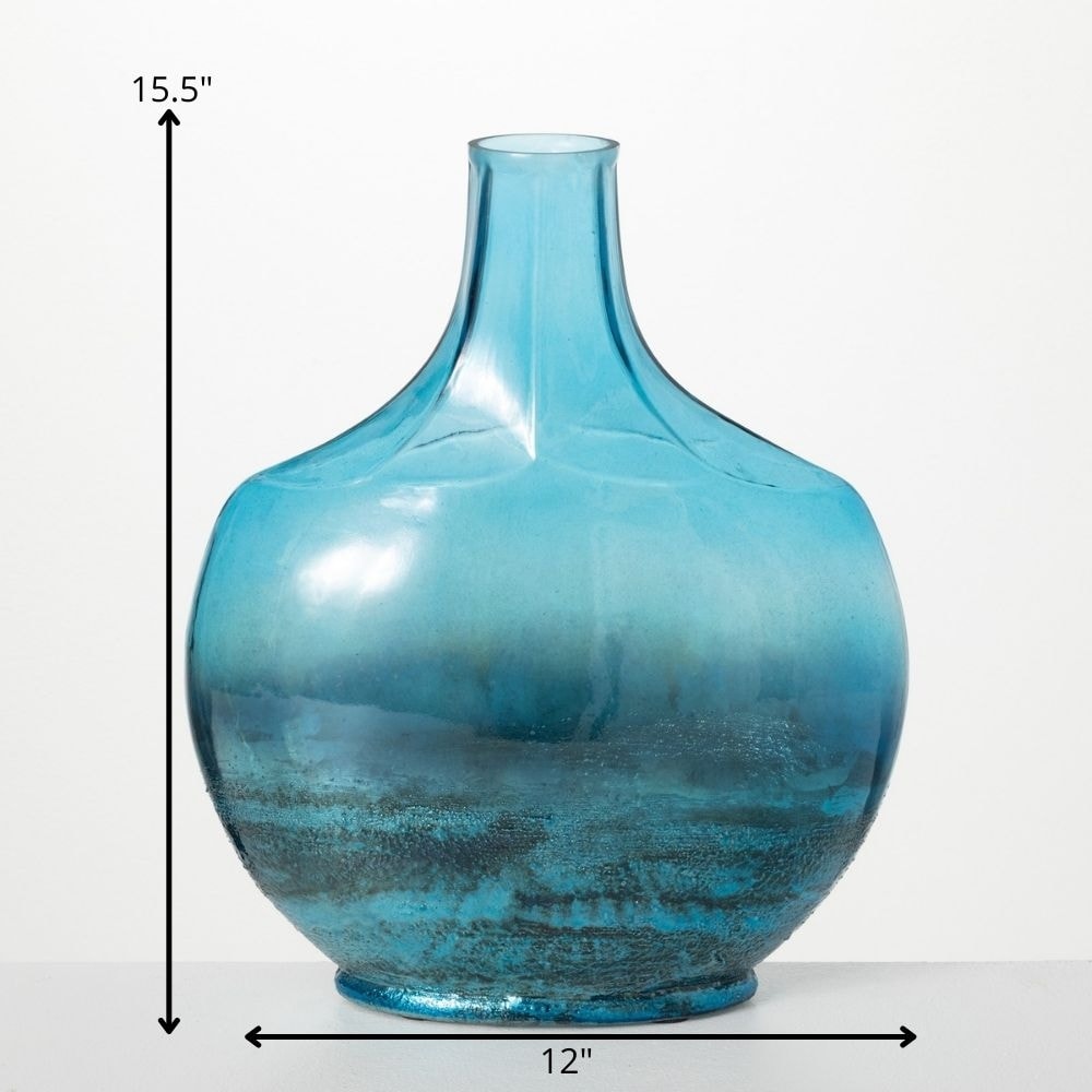 Sullivans Bottle Vase Blue 15.5"H Glass