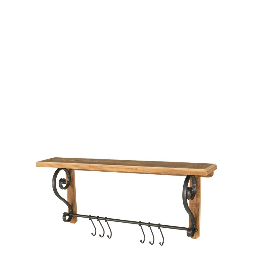 Sullivans Metal Scroll and Wood Wall Shelf