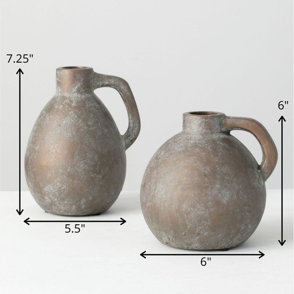 Sullivans Set of 2 Jug Vases 7.25"H & 6"H brown - 5.5"L x 5"W x 7.25"H, 6"L x 5.5"W x 6"H