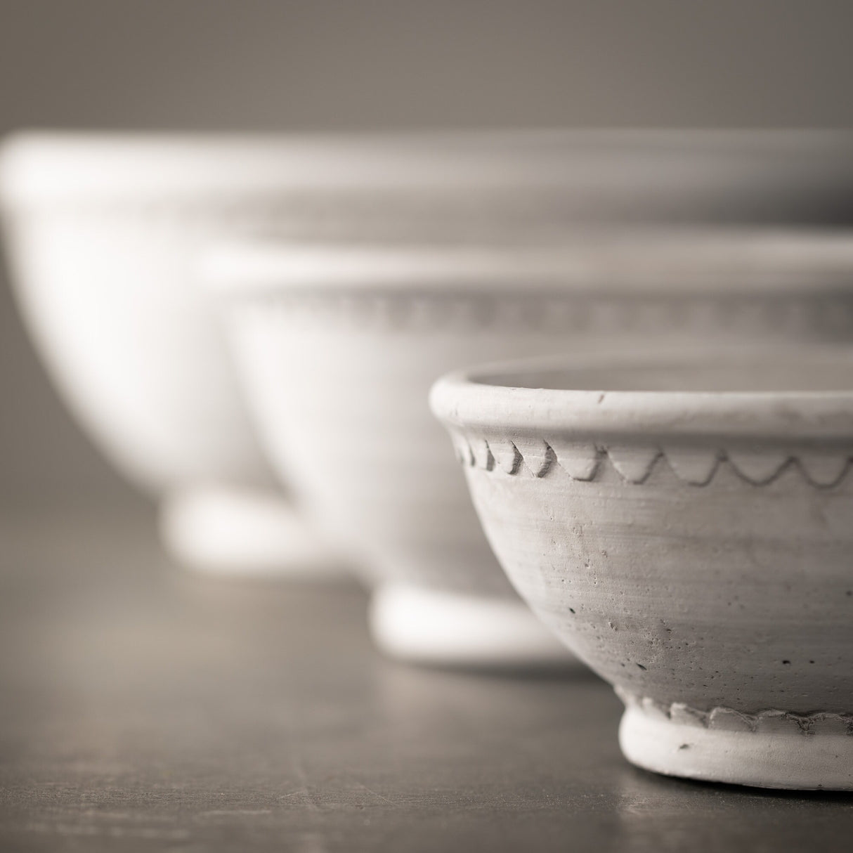 Sullivans Whitewashed Garden Ceramic Planter Bowl Set of 3, 4.5"H, 3.5"H & 2.75"H White
