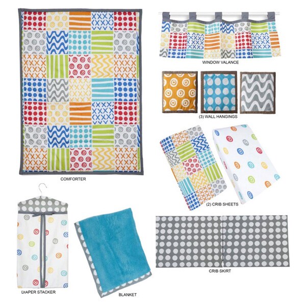 Sumersault Doddles Bright 10-piece Crib Bedding Set