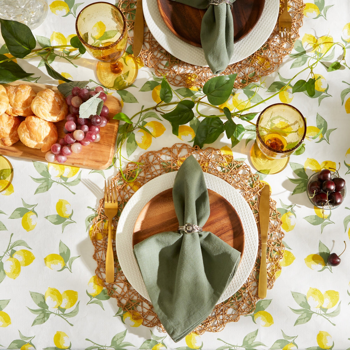 Summer Lemons Vinyl Tablecloth