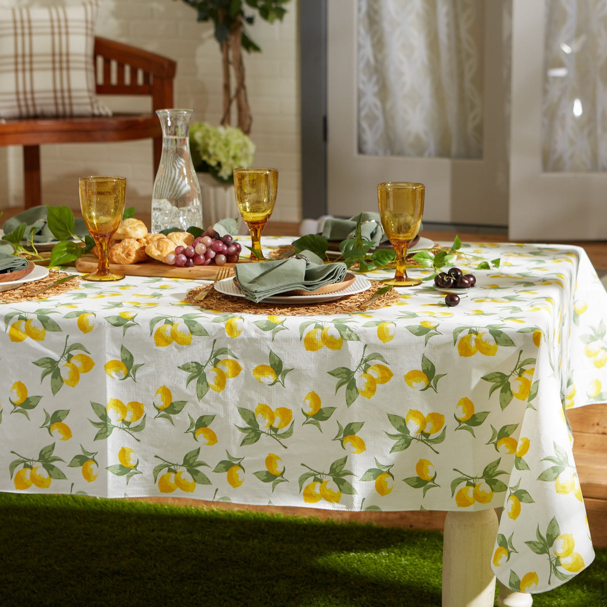 Summer Lemons Vinyl Tablecloth