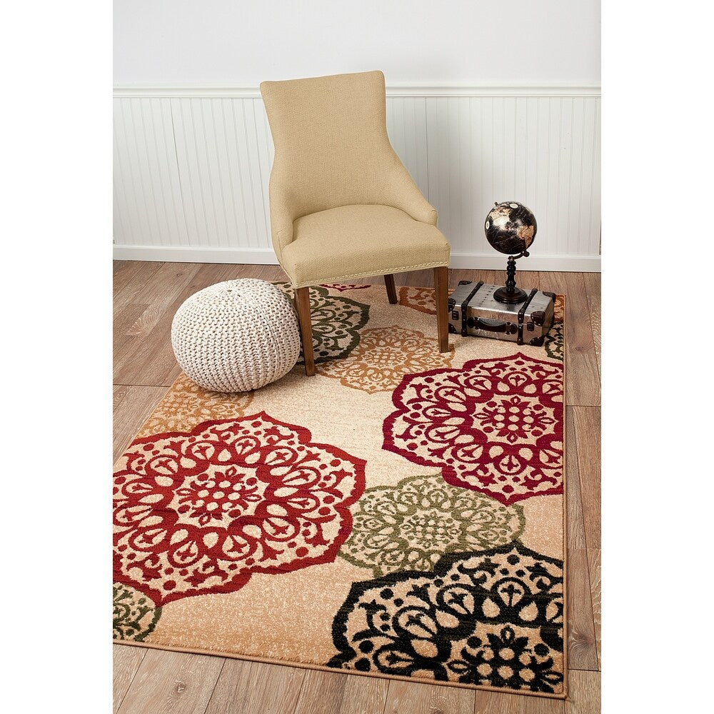 Summit Beige Ball Design Area Rug - 3'8" x 5'
