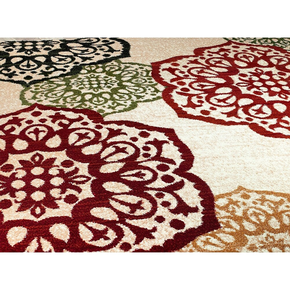 Summit Beige Ball Design Area Rug - 3'8" x 5'