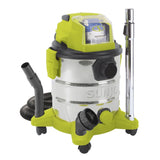 Sun Joe 24-Volt iON Cordless Portable Stainless Steel Wet/Dry Vacuum - 9' x 12'
