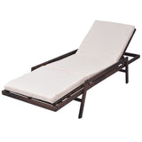 Sun Lounger with Cushion Poly Rattan Brown