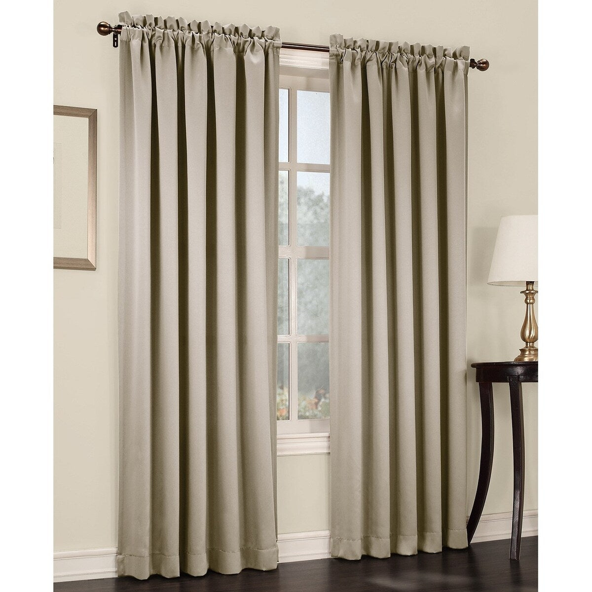 Sun Zero Barrow Energy Efficient Grommet Curtain Panel 54" x 63" Stone - Beige - 54" X 63"
