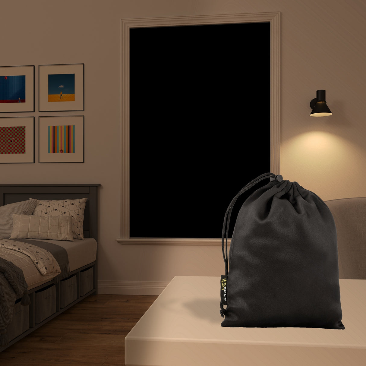 Sun Zero Lights Out Portable Travel Total Blackout Rod Pocket Curtain Panel, Single Panel