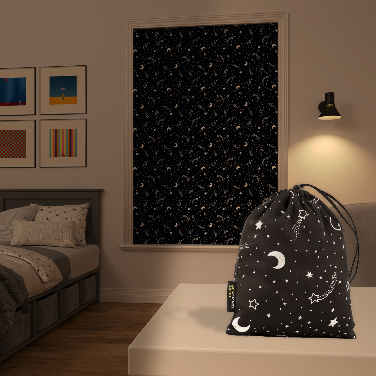 Sun Zero Lights Out Portable Travel Total Blackout Rod Pocket Curtain Panel, Single Panel