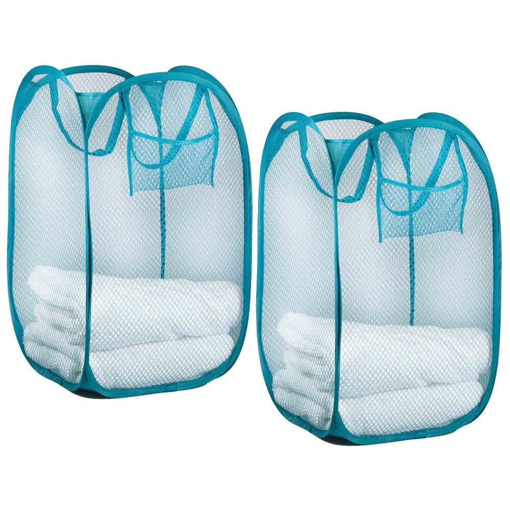 Sunbeam Nylon Mesh Pop-up Laundry Hamper with Carry Handles (Set of 2)
