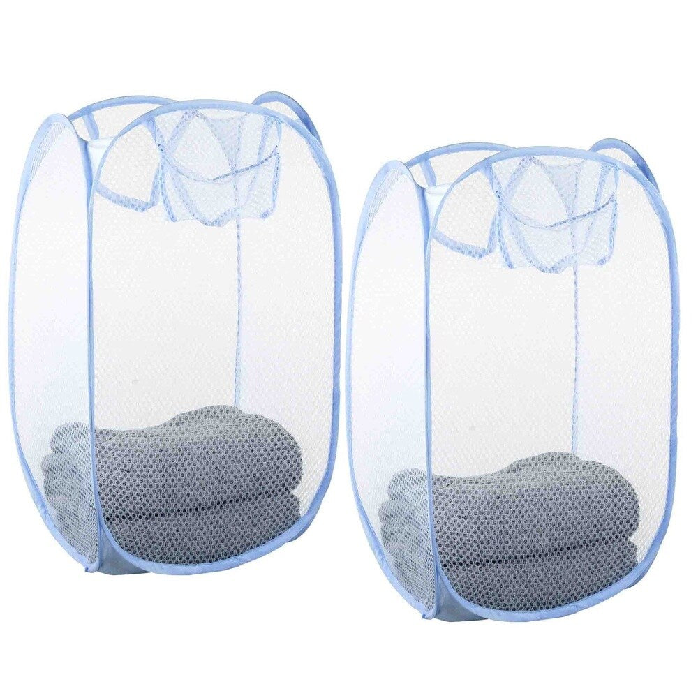 Sunbeam Nylon Mesh Pop-up Laundry Hamper with Carry Handles (Set of 2)