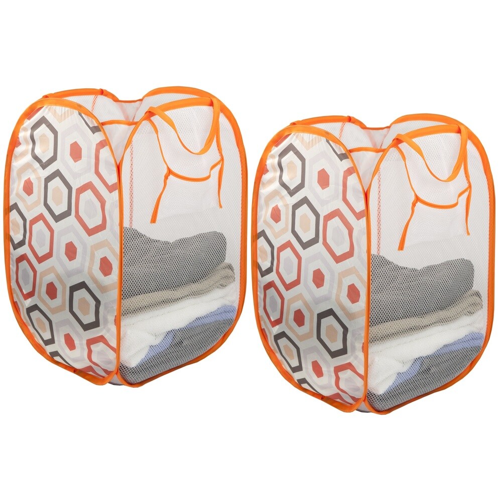 Sunbeam Nylon Mesh Pop-up Laundry Hamper with Carry Handles (Set of 2)