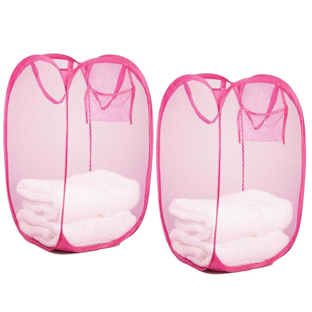 Sunbeam Nylon Mesh Pop-up Laundry Hamper with Carry Handles (Set of 2)