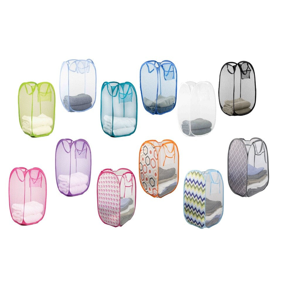 Sunbeam Nylon Mesh Pop-up Laundry Hamper with Carry Handles (Set of 2)