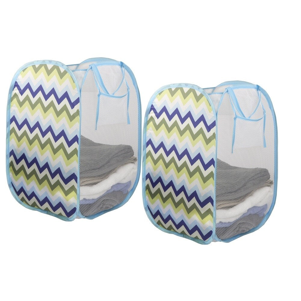 Sunbeam Nylon Mesh Pop-up Laundry Hamper with Carry Handles (Set of 2)